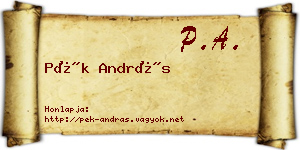 Pék András névjegykártya